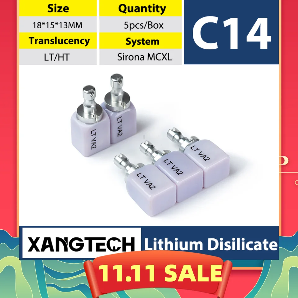 5 Pezzi Blocchi C14 Emax Vetro Dentale Ceramica Litio Dislicato - Foto 3