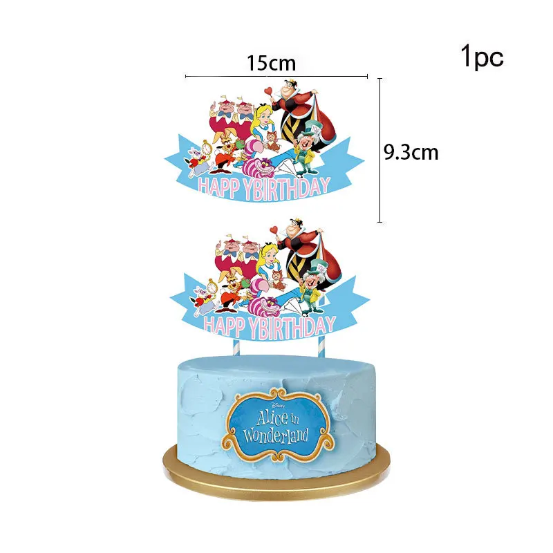 Alice in Wonderland Birthday Party Decoration,Include Alice Happy Birthday  Banner, Cake Toppers, Cupcake Toppers, Latex Balloons for Alice in