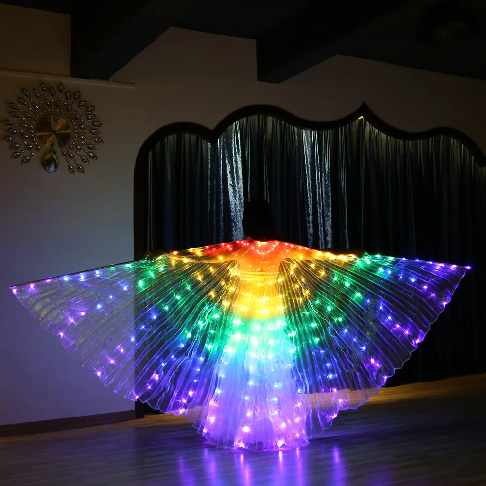 Glowing Belly Dance LED Butterfly Wing Light Up Performance Carnival Night Costume Decor Dancing Cloak