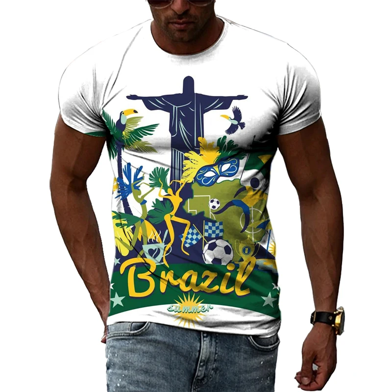 Brazilian Flag 3D Print Short Sleeve T Shirt