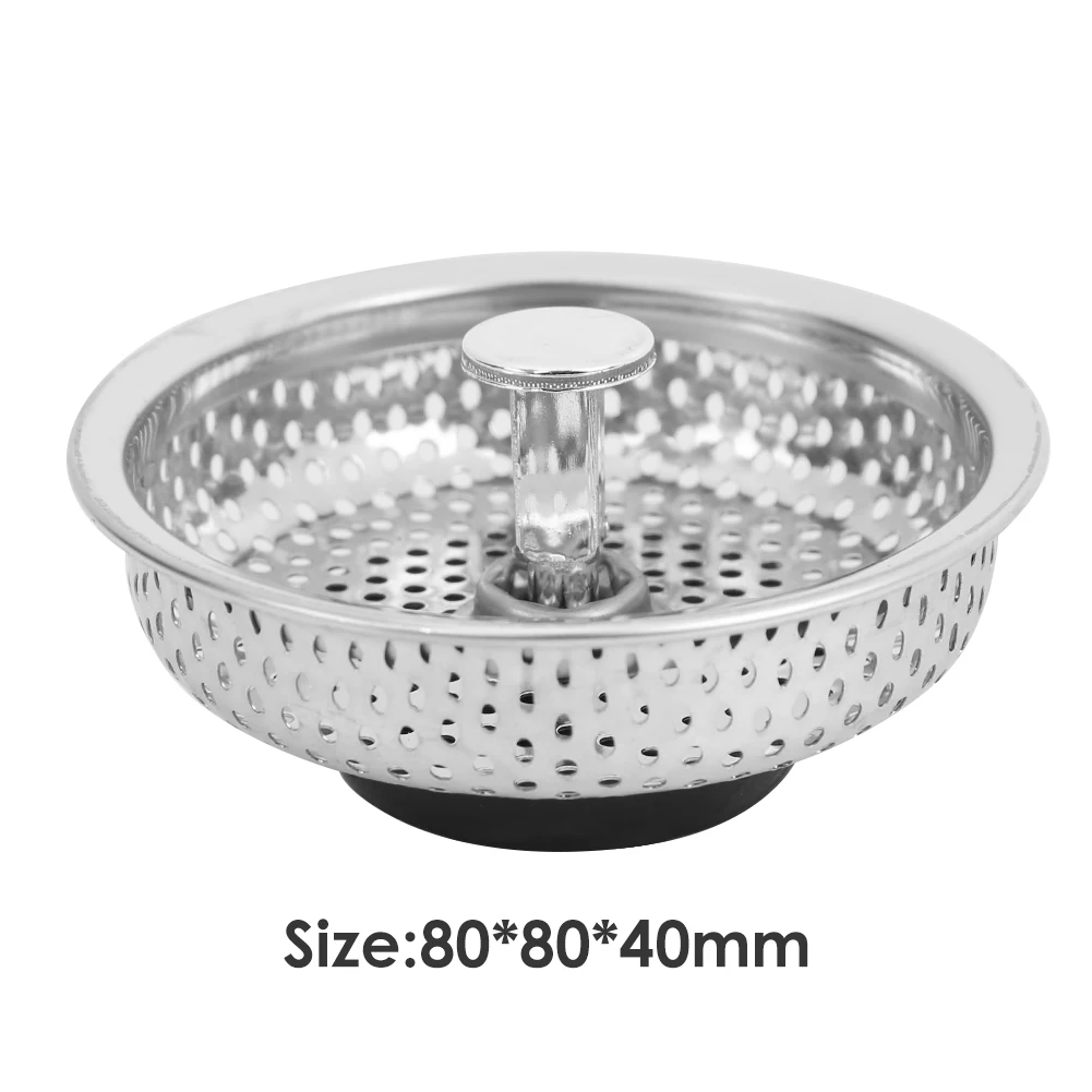 Stainless Steel Basin Drainer Full Hole Sink Food Catcher Basket Bathtub Drain Strainer for Intercept Hair Food