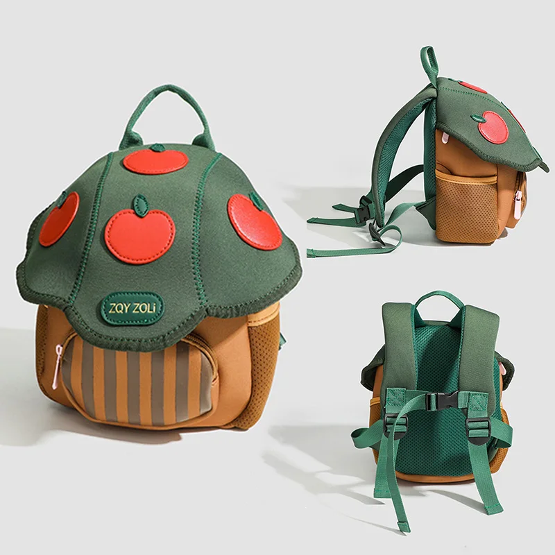 Kid Backpack Cute Mushroom Apple Kindergarten Cartoon Pink Mini Travel Bag Schoolbag Preschool Gift for Toddler Girl Boy 3-6 3