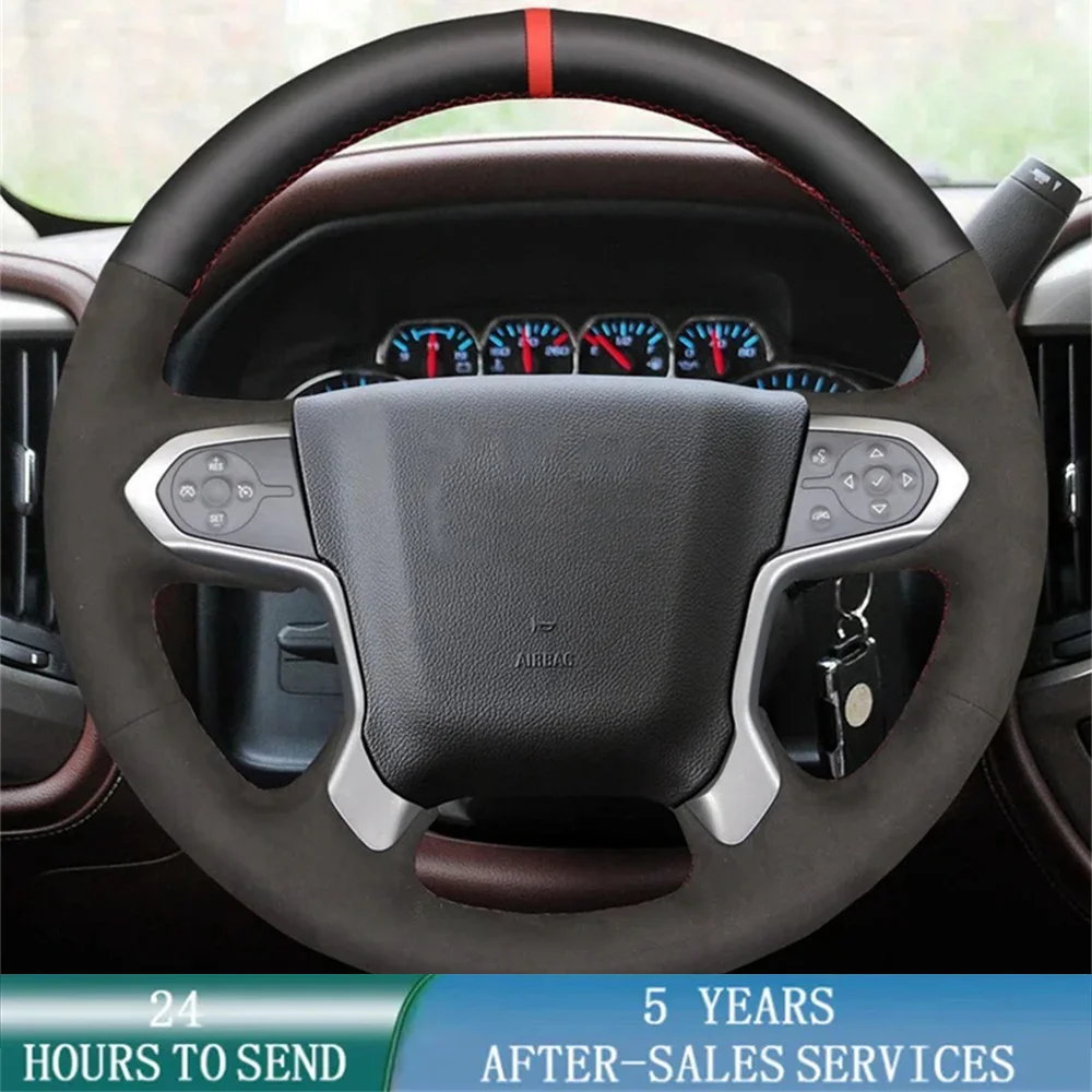 Kunden spezifische Auto-Lenkrad-Abdeckung Wildleder aus echtem Leder für Chevrolet Silverado 2014-2022 Suburban 2015-2020 Tahoe 2015-2020