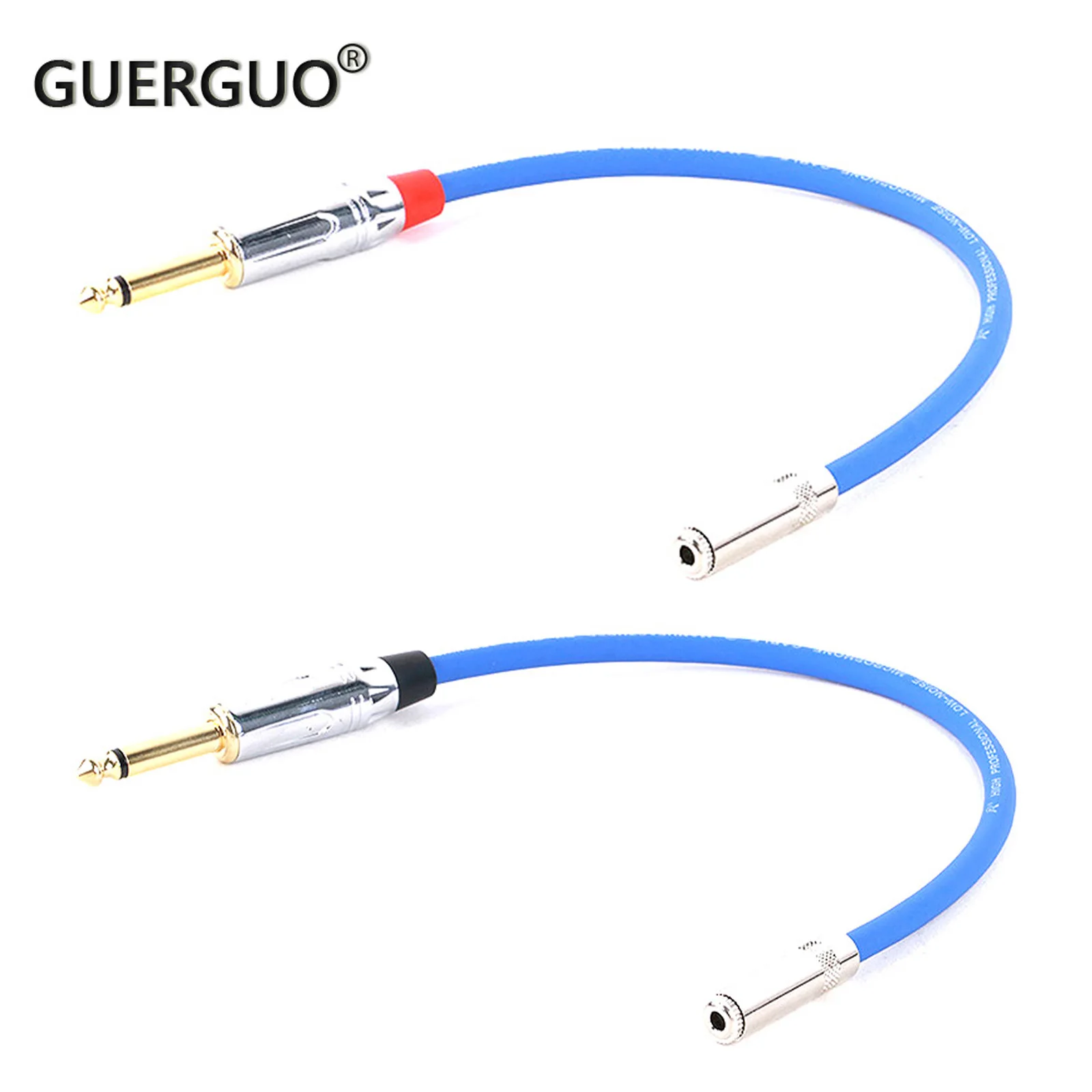 Bunte vergoldete 6,35mm Mono-Stecker buchse auf 3,5mm Stereo-Buchse gerade Patchkabel für Gitarren mikrofone usw. 0,3 M-15M