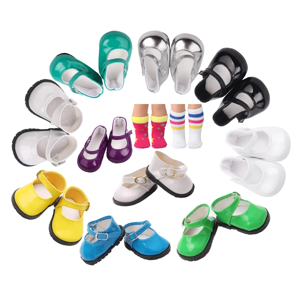 

18 Inch Girl Doll Shoes Round Head Shoes American Newborn Shoes Socks Baby Toys Fit 43 Cm Baby Doll Accessories Birthday Gifts