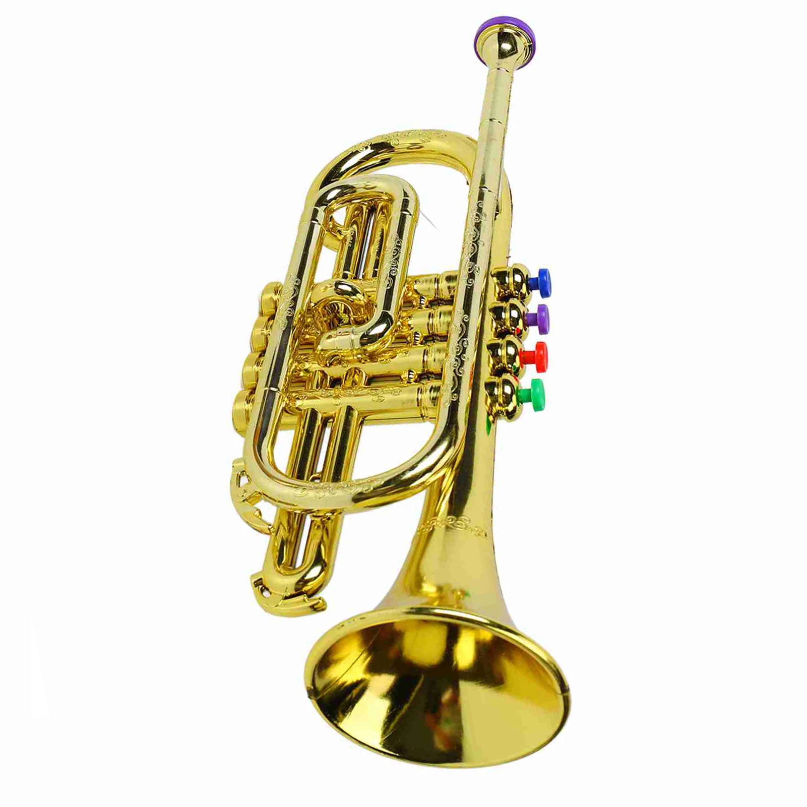 Kid Trumpet Plastic Children Trumpet Interesting 4 Colored Keys Coordination Exercising Color Coding Musical for Party