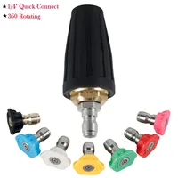 High Pressure Washer Spray Nozzle Kit  1/4"Quick Connect 360 Rotating Turbo Nozzle Sprayer 4000 PSI Multiple Degree Spray Nozzle 1