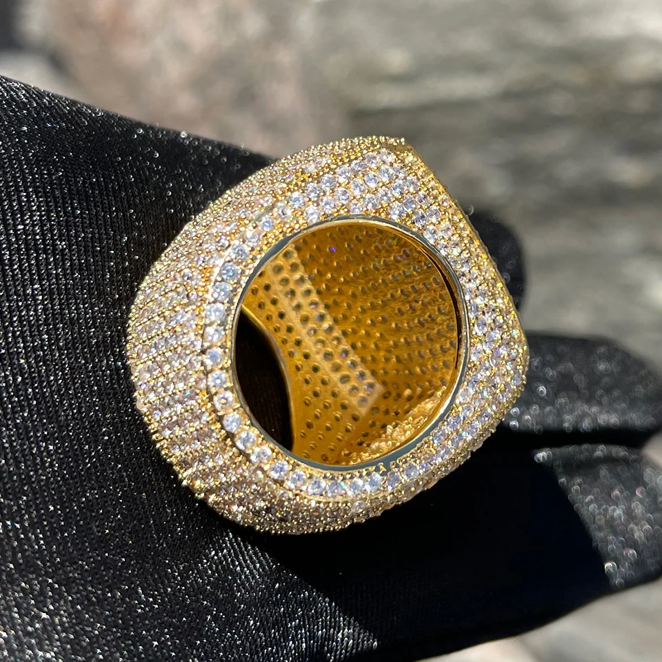 Iced Out Bubble Letter Ring for Men