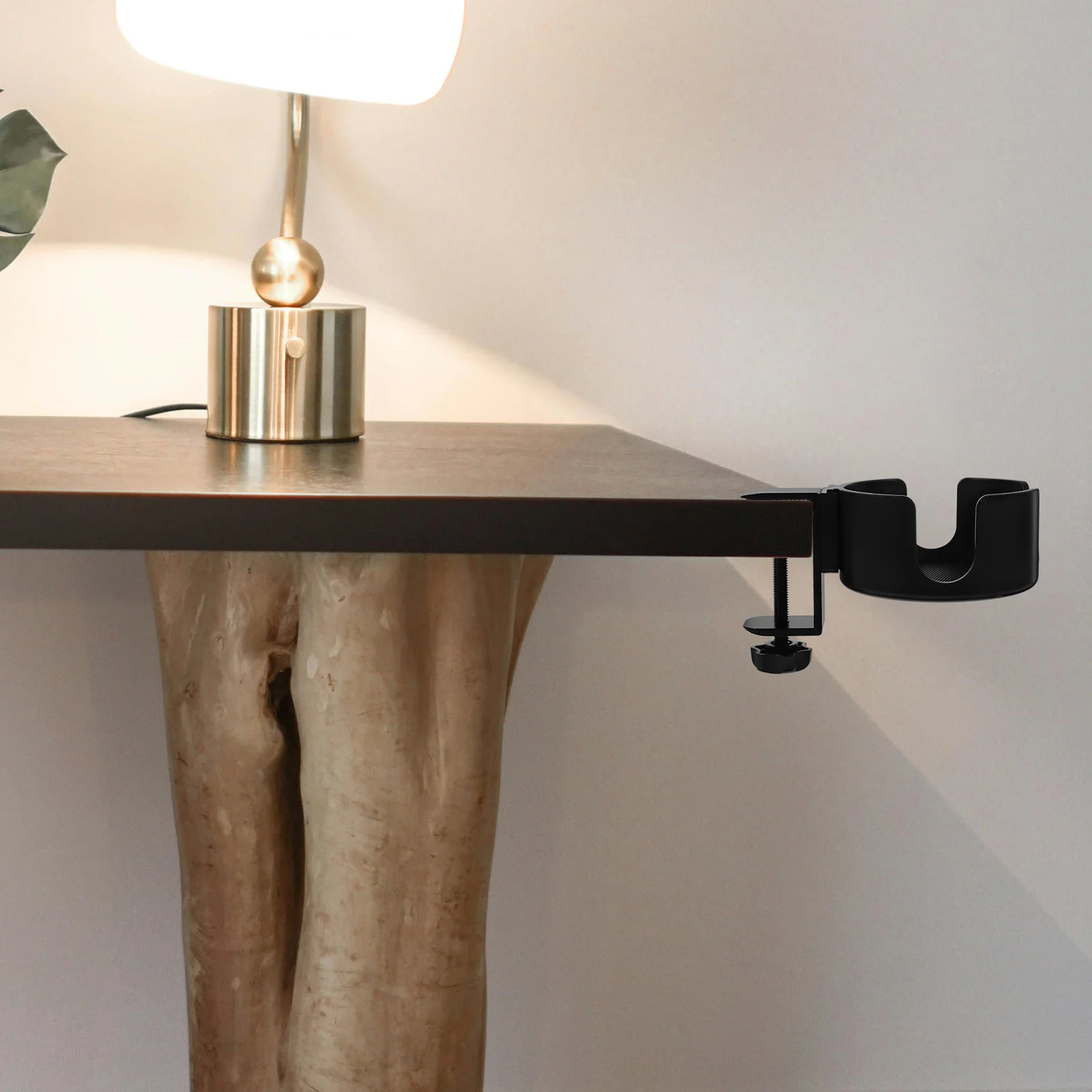 Black Clip On Cup Holder Desk Clamp Bottle Stand Table Side Drink Rack Office Cup Tumbler Holders Storage Desktop Accessories