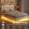 Full Size Floating Bed Frame with LED Lights, Upholstered PU Leather Platform Bed with Charging Station  Button Tufted Headboard 5