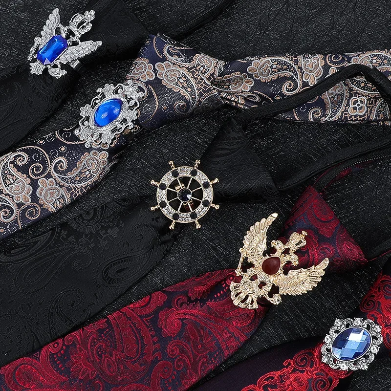 Vintage Knight Business Shirt Tie Buckle Collar Clip Tie Hoop Rudder Eagle Hoop Crystal Rhinestone Jewelry Men Accessories tie clips