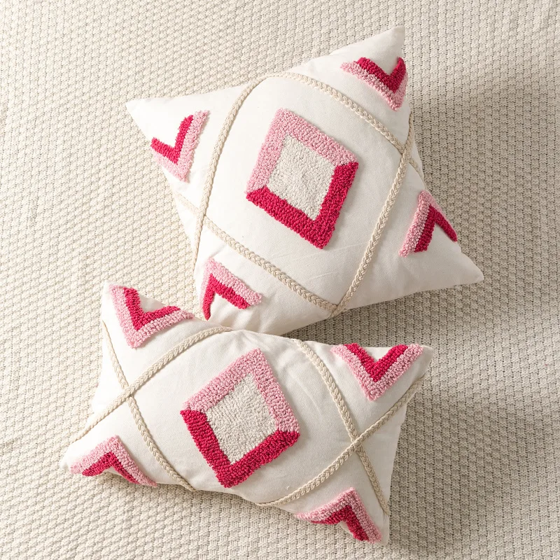 

American Cotton and Hemp Geometric Gradient Cushion Cover, Pillowcase Embroidery, Home Sofa Bed, New, Wholesale, MF550