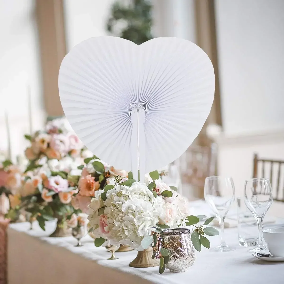 Paper Folding Fan Heart-Shaped Round Heart Wedding Party Gift