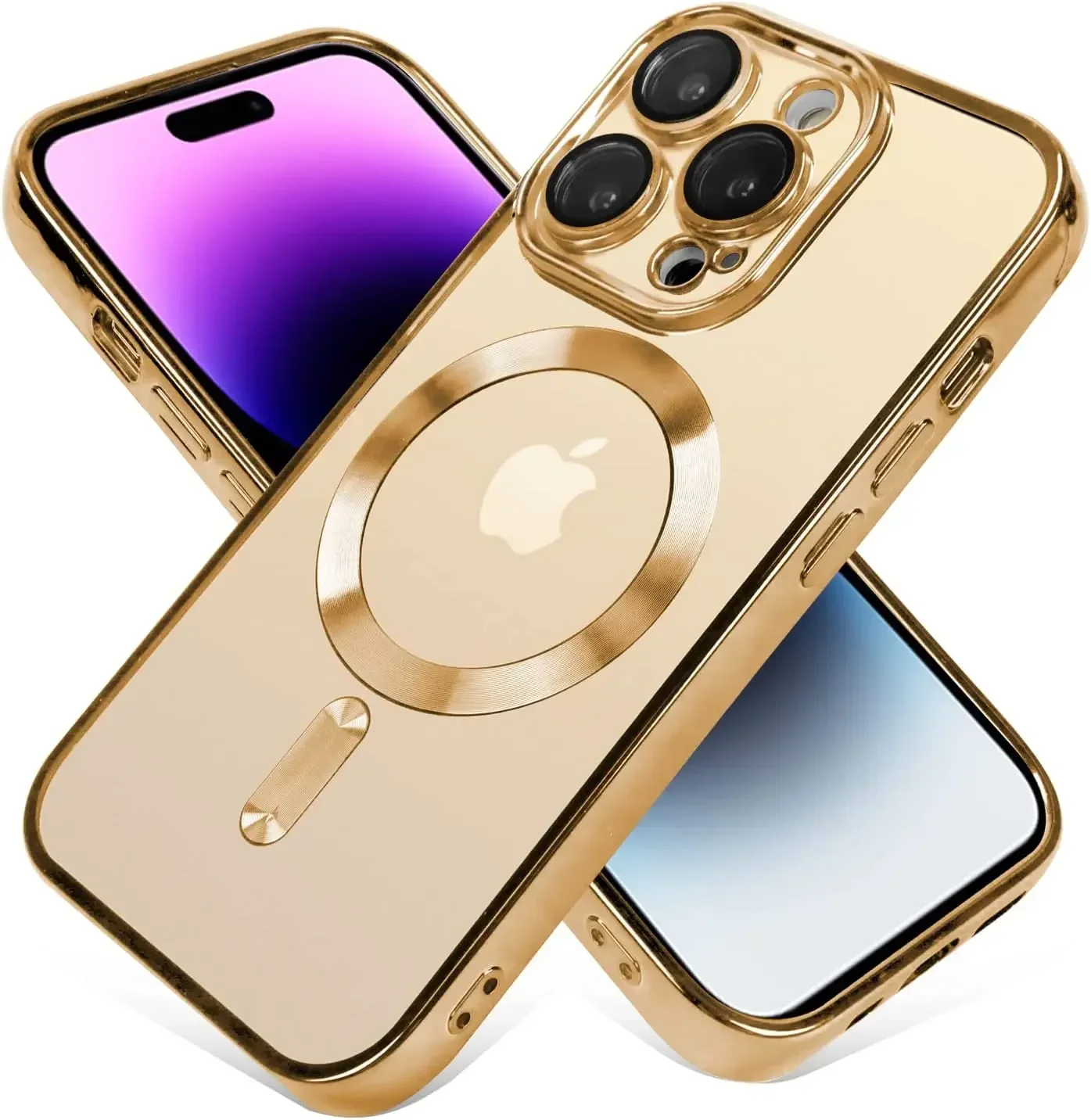 

Magnetic Wireless Charging Case for Magsafe, Clear Plating Silicone Soft Cover for iPhone 15, 14, 13, 11, 12 Pro Max, 15 Plus