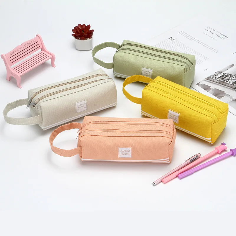 Creative Large Capacity Pencil Bag Oxford Cloth Double Zipper Portable Stationery pencil case School Supplies