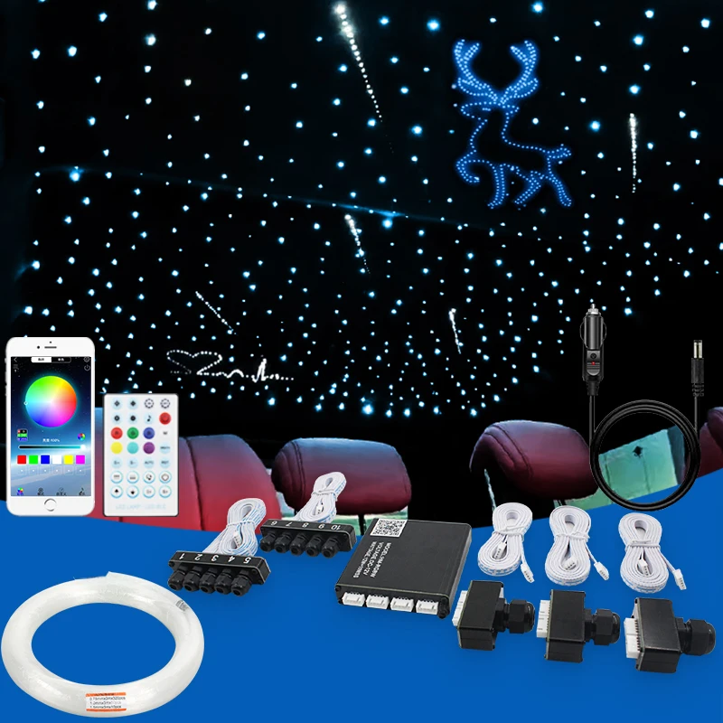 12V Car Starry Sky Roof Fiber Optic Branch Machine Meteor App Bluetooth Colorful Flashing Ceiling Modified Light Source Skylight Car Atmosphere Starry Sky Light fiber optic lamp fiber optic ceiling kit