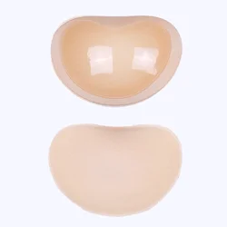 Push-Up Sticky Bra with Thicker Sponge Pads and Silicone Inserts for Enhanced Lift and Invisible Support (Beige)