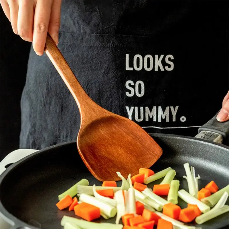 Wooden Spatula Long Handle Heat Resistant Spoon Non-Stick Pan Wood Shovel Cooking Spatula Kitchen Utensils Cookware For Home