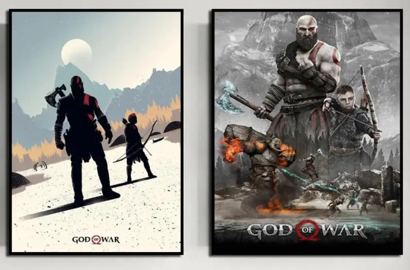 God Of War 4 Treasure Map Game Print Art Canvas Poster Per Soggiorno Decor Home Wall Picture