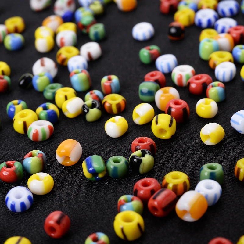 18g/36g 5mm Fashion Stripe Czech Glass Seed Round Spacer Beads For DIY Jewelry Making Bracelet Necklace Earring Accessories glass beads