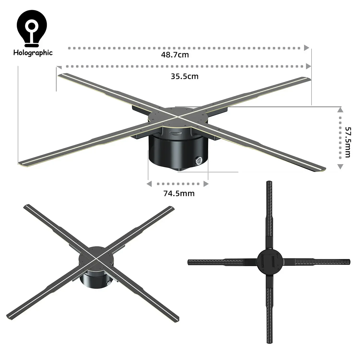 3D Hologram Fan Led Projector P42-P50 3D Fan Hologram Projector Wifi Led 3D Display Advertising Light Remote