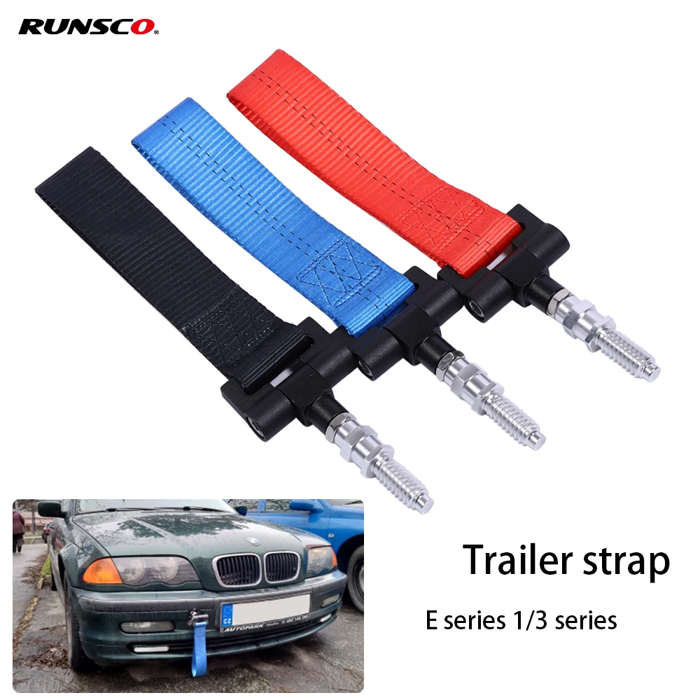 Racing Tow Strap Trailer Hook Car Towing Hook Belt Rope For BMW E36 E90