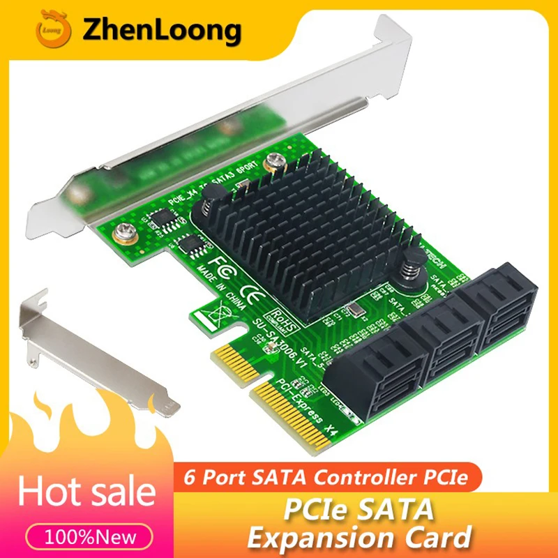 

Плата расширения ZhenLoong, 6 портов SATA 3,0, контроллер коннектора к адаптеру PCI-E X4 6G 6 Гбит/с