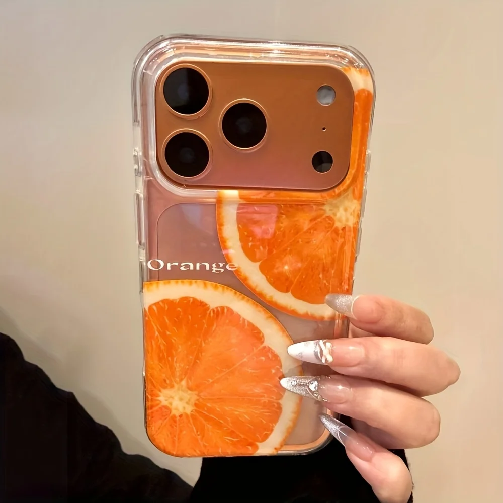 Creative Trendy Orange Fruit Transparent Soft Clear Phone Case