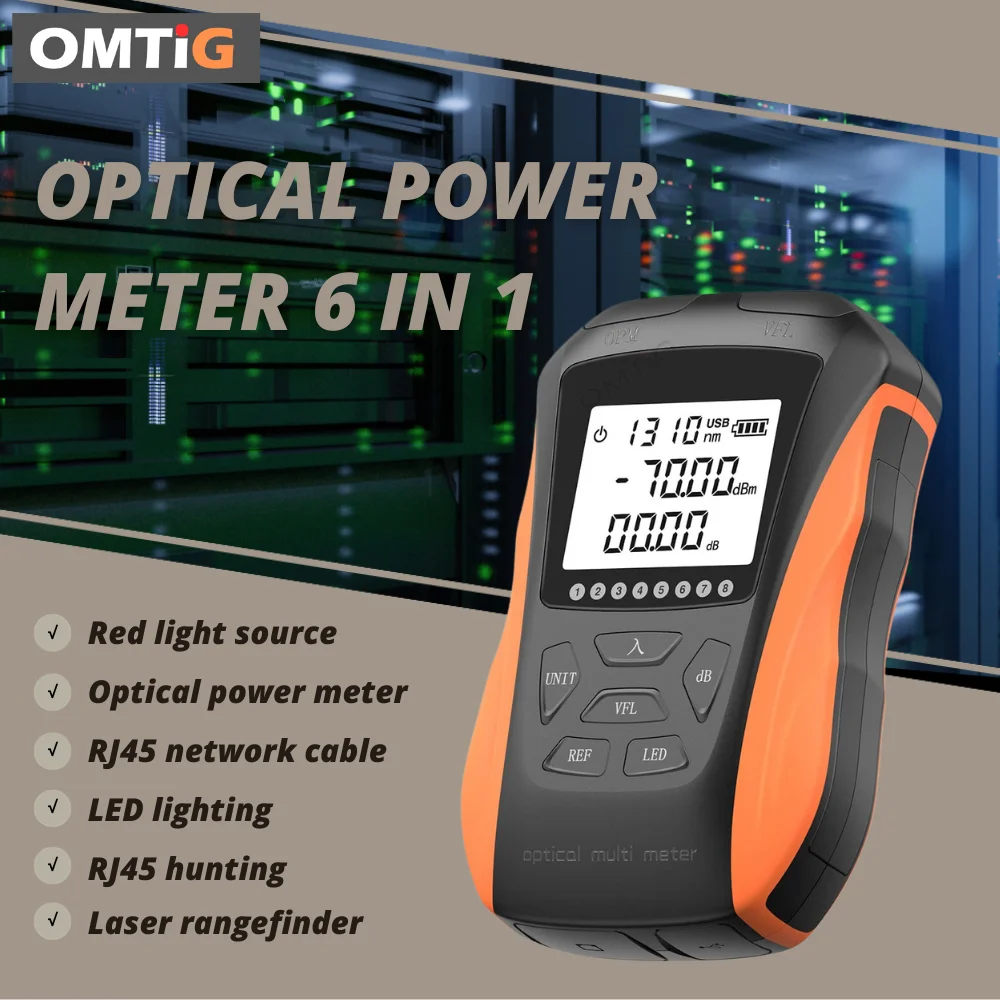 

OPM-Visual Fault Locator Network Cable Test Fiber Optic Tester, 6 in 1, Multifunctional Optical Power Meter, 5km, 15km, VFL LED