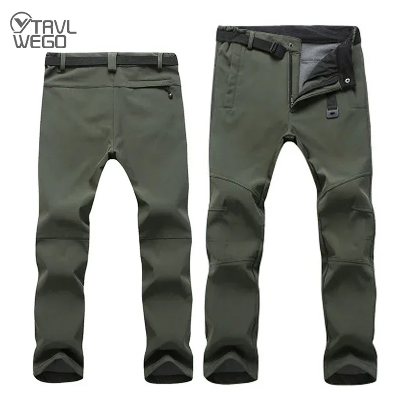 Skiing Pants Winter Men Hiking Camping Outdoor Soft Shell Warm Waterproof Fleece Windproof Walking Trekking