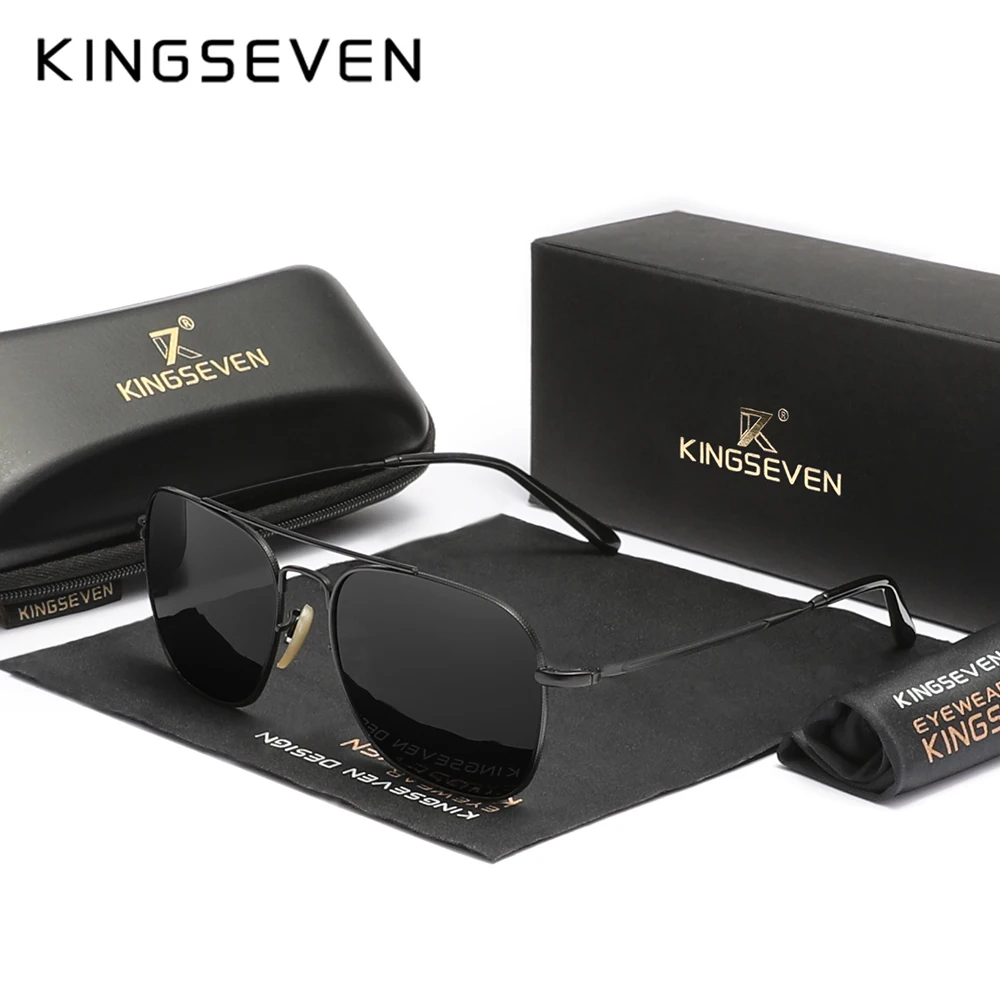 

Солнцезащитные очки KINGSEVEN для мужчин и женщин UV-400, модные поляризационные, в квадратной оправе из сплава, с защитой от отражения, для отдыха