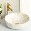 Ceramic Bathroom Sink Basin Household Art Wash Basin Balcony Vessel Gold Sinks Toilet Sink Small Shampoo Basins N 5