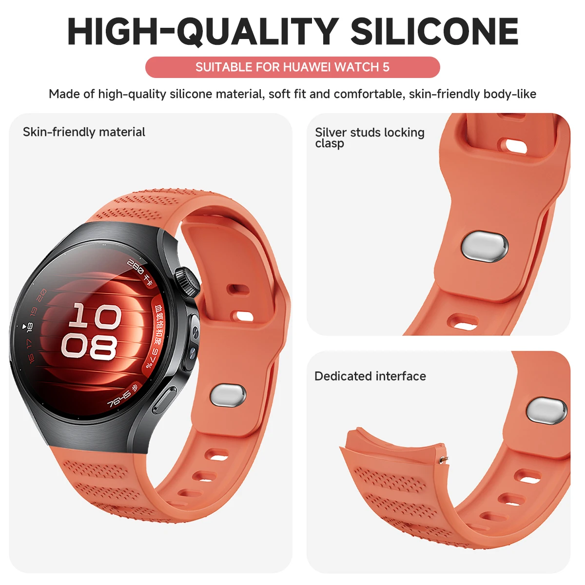 Premium No-Gap Soft Silicone Sport Watch Strap - Universal Fit