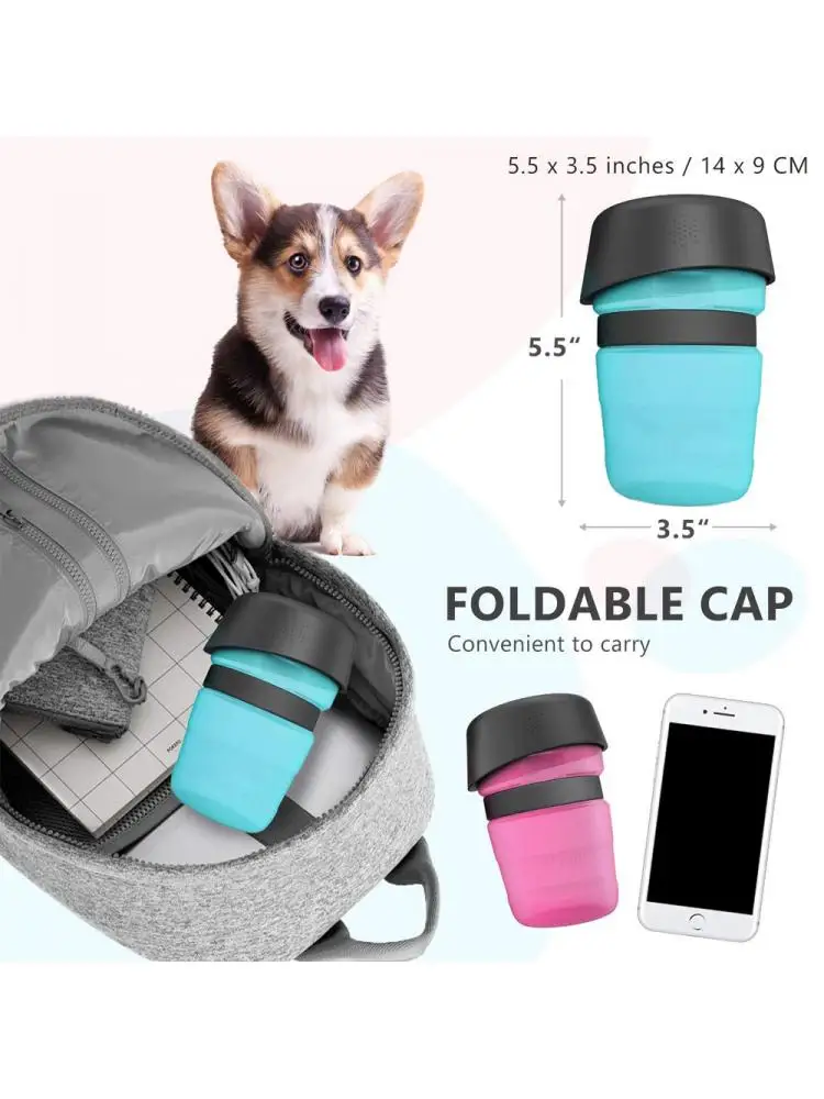 

500ML Dog Water Bottle Bowl Foldable Leak-proof Water Food Cup Pet Feeder Bowl Portable Large Capacity Pet Outdoor Drinking Bowl