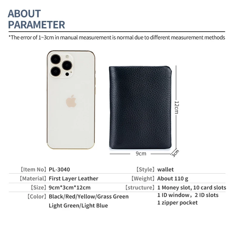 Brand Genuine Cow Leather Women Wallet Trifold Clutch Bag Luxury Design ID Card Holder Coin Purse for Ladies Short Purse Wallet