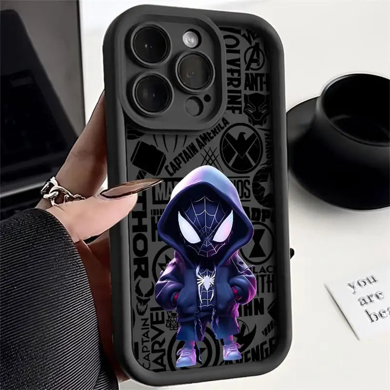 thumbnail image 1 of Marvel-Funda de silicona líquida para teléfono móvil, carcasa suave de Deadpool, Spiderman Boy, para Apple iPhone 11, 12, 13, 14, 15 Pro Max, 16 Plus, 1 of 5