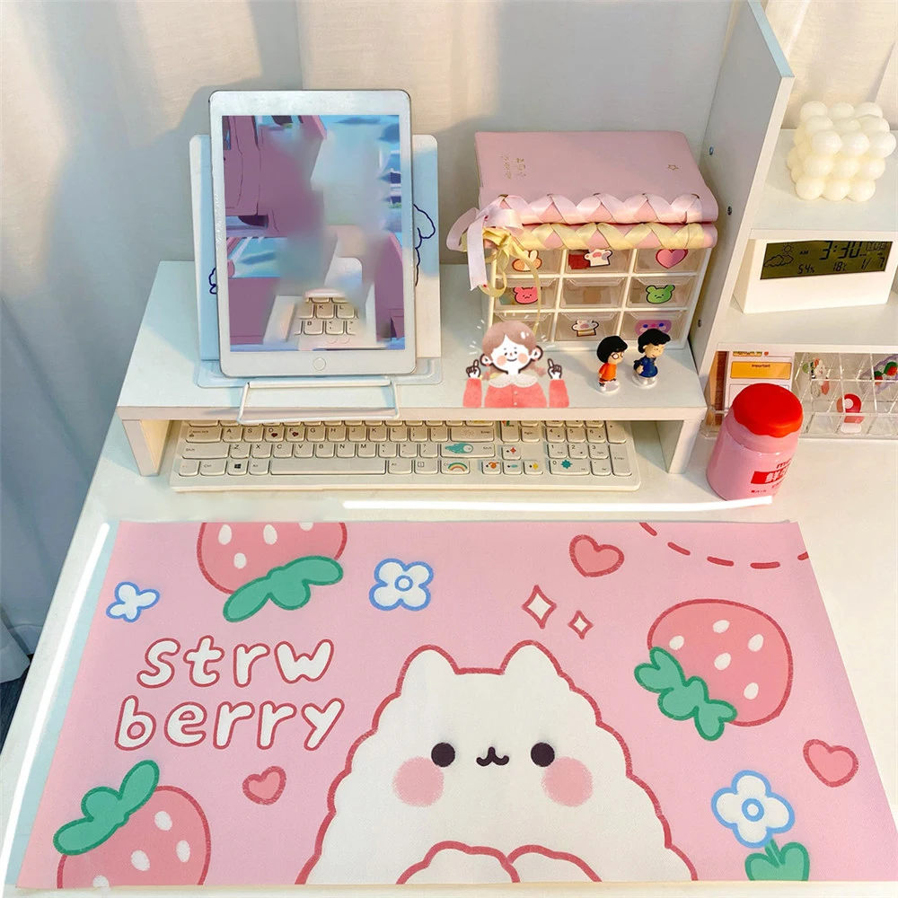 1pc Kawaii Mouse Pad Large Cherry Bunny Non-slip Desktop Table Mat Student Desk Mat Cute Bear Bunny Mouse Pad Large Game Mat