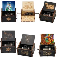 Disney Girls Princess Wooden Carved Ice and Snow Music Box Home Decoration Vintage Beauty And The Beast Music Box Gift Beautiful 1