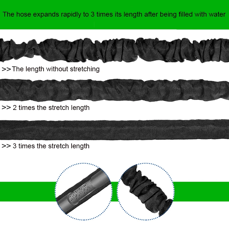 Water Hose Expandable Magic Hose 25FT-200FT Gardening Supplies Car Wash Water Gun