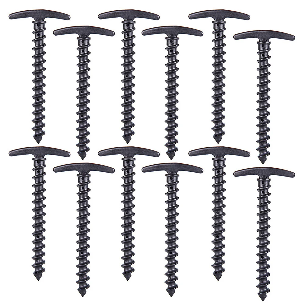

12 Pcs Tent Pegs Screw Accessories Camping Ground Stakes Heavy Duty Nail Plastic