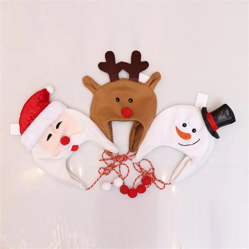 Christmas beanie hat Christmas hat Christmas tree hat decoration adult children's brushed cloth long rope cartoon snowman elk
