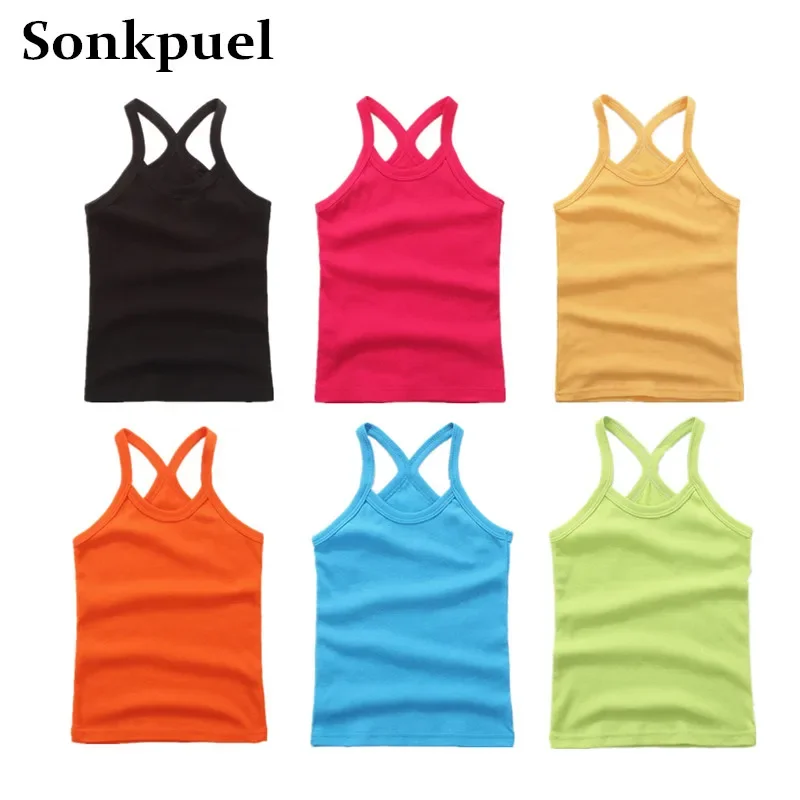 2-11Y Girls Casual Vest Children Summer Clothing Kids Baby Boy Sleeveless Tops Solid Color T-shirt Tees Outfit Toddler Girl Top 1