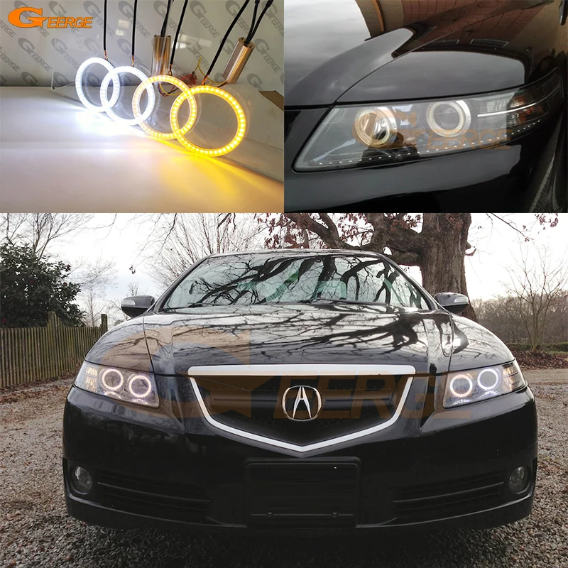 

For Acura TL 2007 2008 Ultra Bright A/W Switchback Day Light Turn Signal Led Angel Eyes Kit Halo Rings