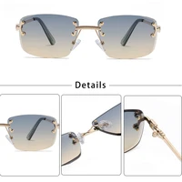 CATERSIDE Punk Rectangle Sunglasses Men Women Luxury Designer Rimless Gradient Lens Metal Sun Glasses For Men Sports 2024 UV400 - Image 6