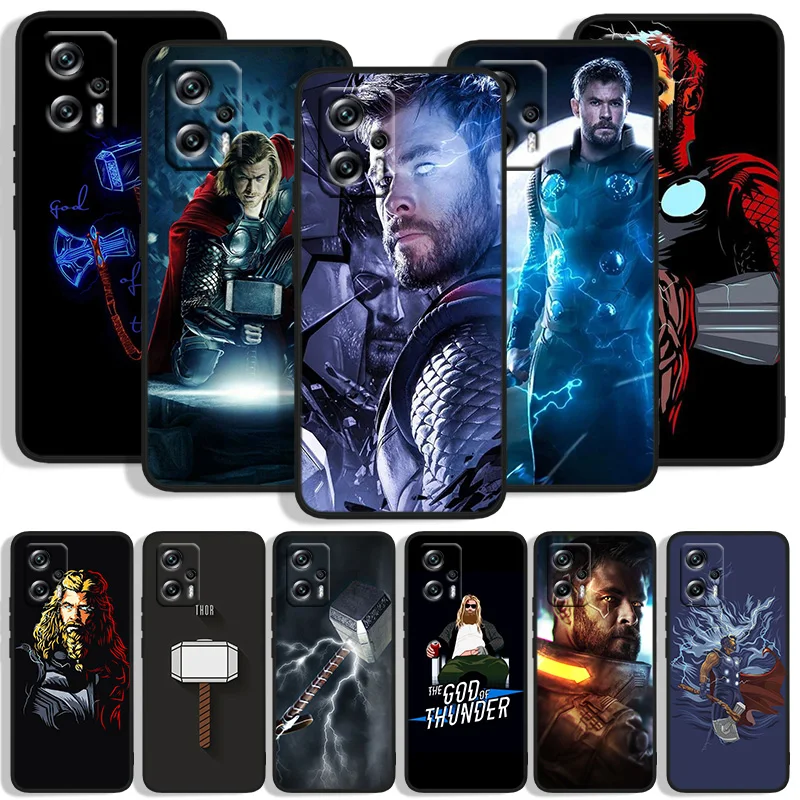 

Marvel Thor Phone Case For Xiaomi POCO F4 F3 X4 X3 GT F2 F1 M4 M3 C31 X2 Civi Pro NFC Funda Black Silicone Soft Cover