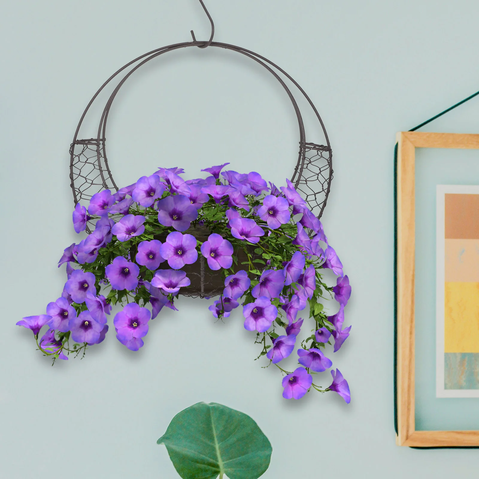 

Wire Wreath Frame Hanger Moon Shape Wreath Form Hanging Plant Holder Metal Hanging Planters Plant Basket Holder Succulent