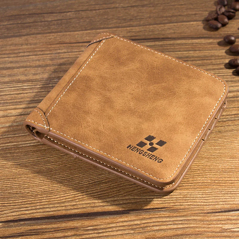 Hengsheng Men's  Wallet Multi-card Slot European American Wallet Short Fashion Nubuck Leather Wallet Retro Three-fold