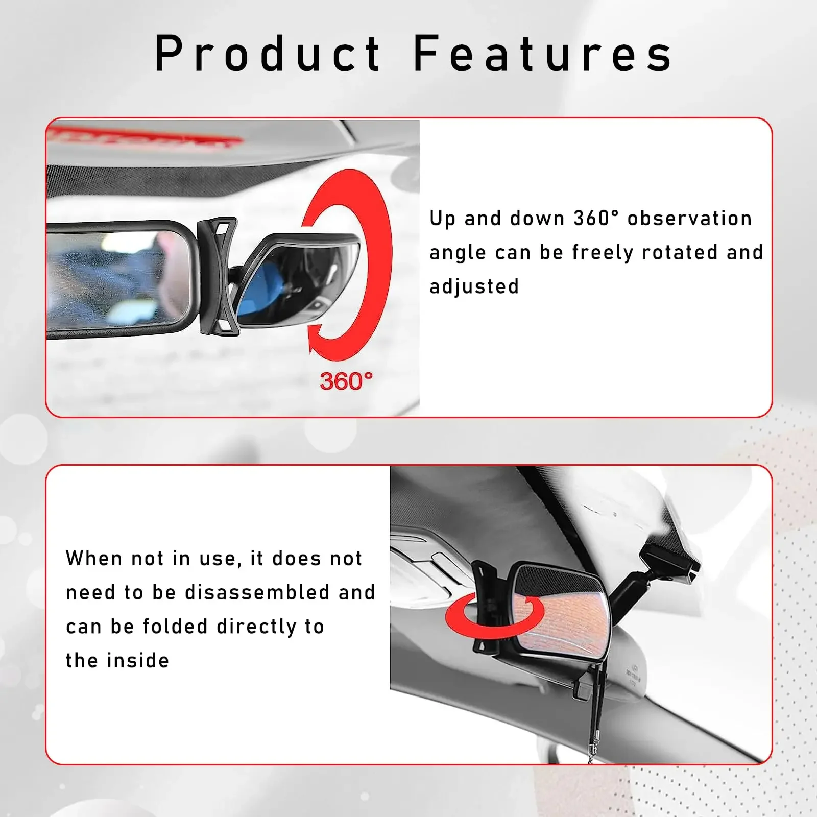자동차 백미러 어린이 자동차 뒷좌석  거울 360 학위 조절 Automotor 어린이 모니터 안전 자동차 맹점 거울
