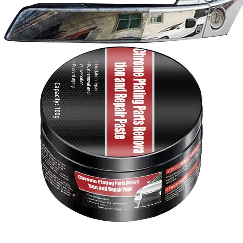 100g Chrome Cleaner and Polish Chrome Reconditioning Cream Automotive Tarnish Remover Repair Agent for Door Handle Window Strip