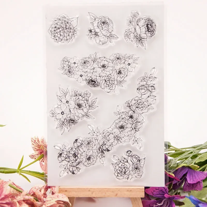 Petal Flowers Clear Stamp Transparent Silicone DIY Stamp Seal Sheet for Scrapbooking Making Album Photo Handmade Decoration